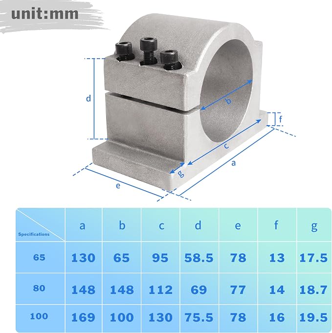 RATTMMOTOR 80mm CNC Spindle Motor Clamp Mount Bracket Support Cast Aluminium - Image 4