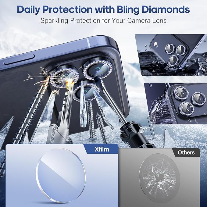 for iPhone 17 Pro / 17 Pro Max Camera Lens Protector Bling, Individual Diamond - Image 3