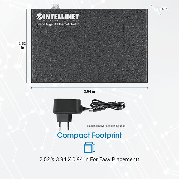 Intellinet 5-Port Gigabit Ethernet Network Switch, Ethernet Splitter - Image 9