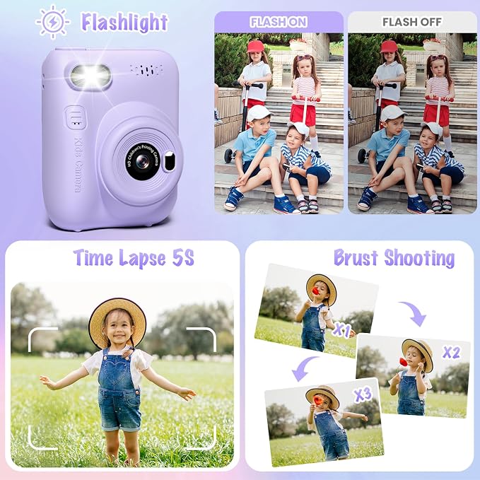 Kids Camera Instant Print, 3.0" HD 32MP Kids Camera Christmas Birthday Gifts - Image 3