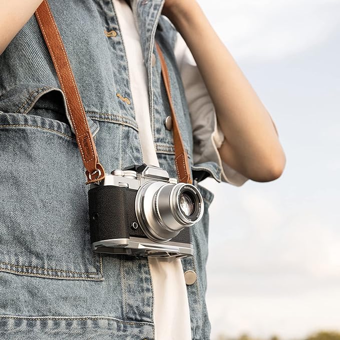 SMALLRIG Leather Camera Strap, Vintage Brown Genuine Leather Neck Shoulder - Image 6