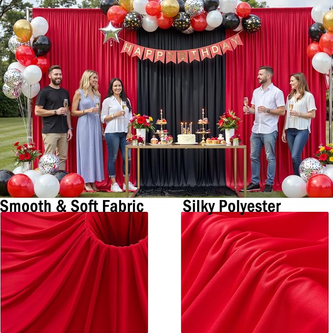 12ft x 10ft Red Backdrop Curtains - Image 4
