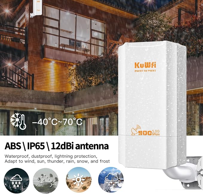 KuWFi 5.8G Wireless Network Ethernet Bridge, Long Range Transmission WiFi - Image 6