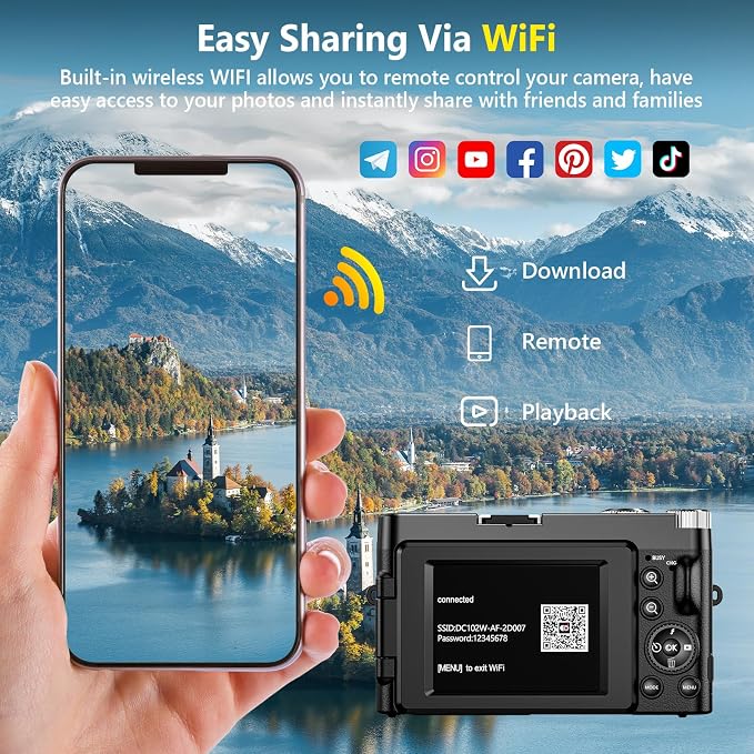 4K Digital Camera for Photography Autofocus, Upgraded 64MP WiFi Vlogging Camera - Image 4