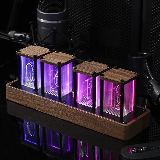 ClocTeck Nixie Tube Clock Walnut Digital Clock, Support Wi-Fi Time SYNC - Image 2