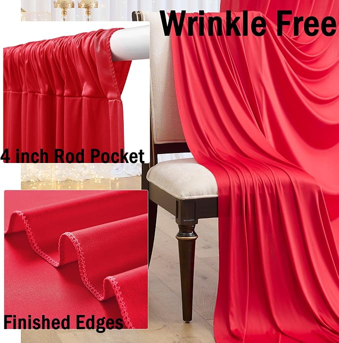 20ftx12ft Wrinkle Free Red Backdrop Curtains - Image 4