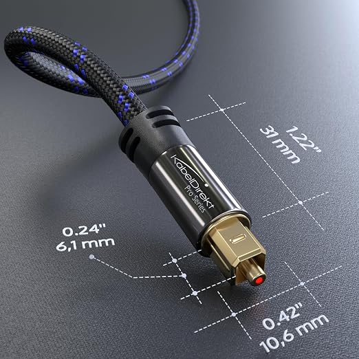 KabelDirekt TOSLINK – Optical Audio Cable, Nylon Braided – 1.5ft – Fiber Optic - Image 6
