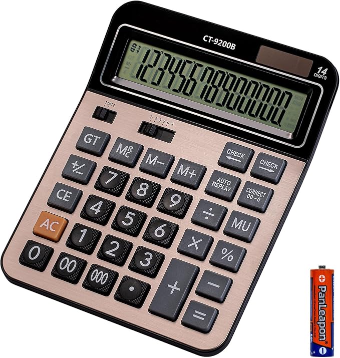 Large Computer Electronic Calculator Counter Solar & Battery Power 14 Digit by HIHUHEN