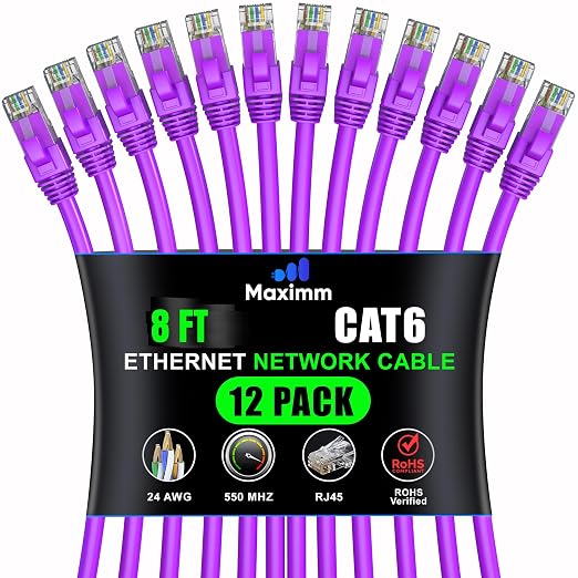 Maximm Cat 6 Ethernet Cable - 8 ft - High-Speed LAN by MaximmCable