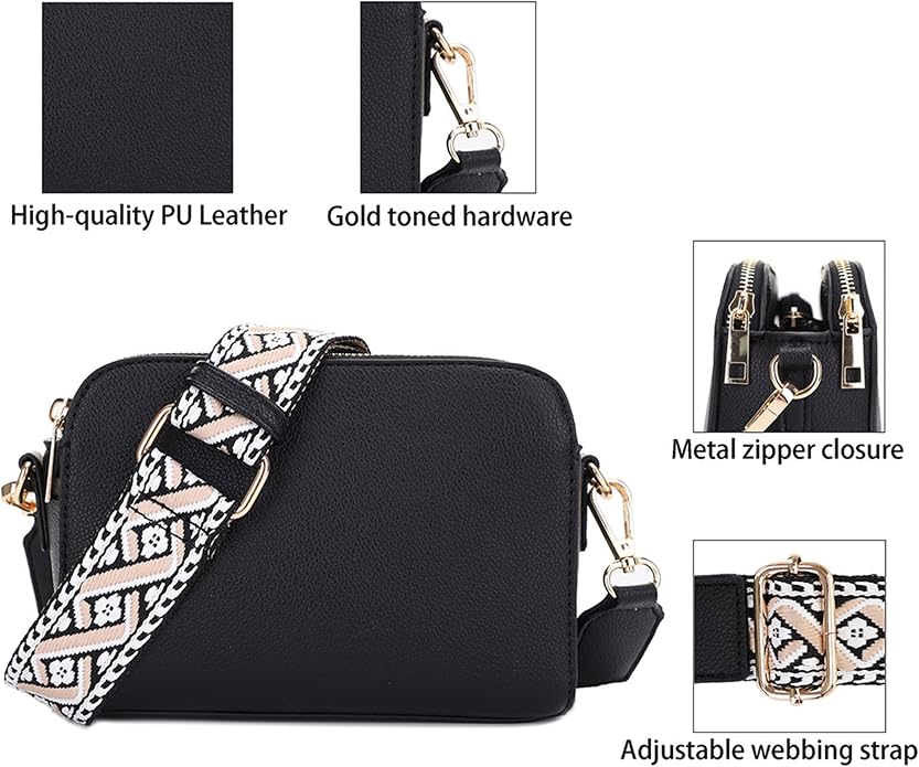 EVVE Crossbody Bags for Women Trendy Triple Zip Small Crossbody Camera Bag Purse - Image 5