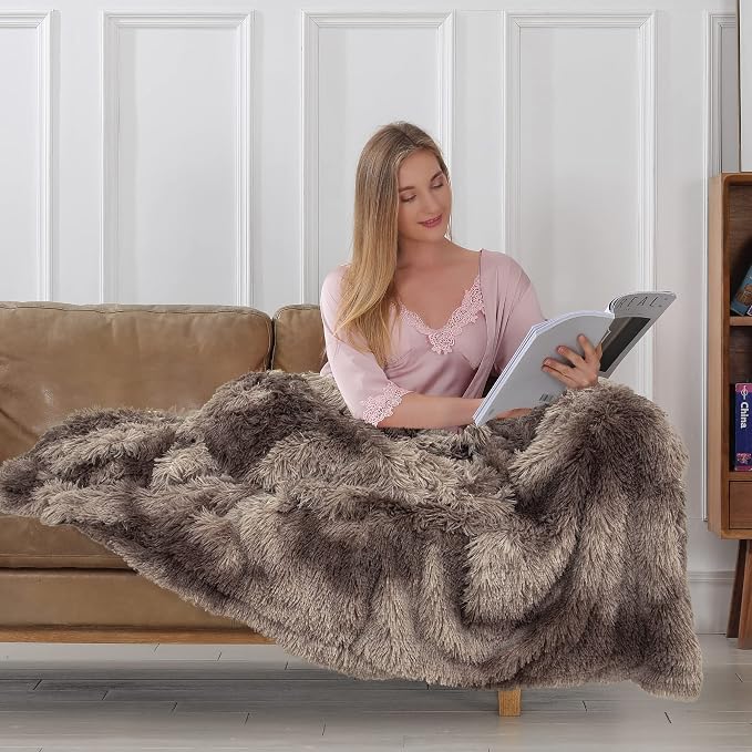 Tuddrom Decorative Extra Soft Faux Fur Throw Blanket, Solid Reversible Fuzzy - Image 3