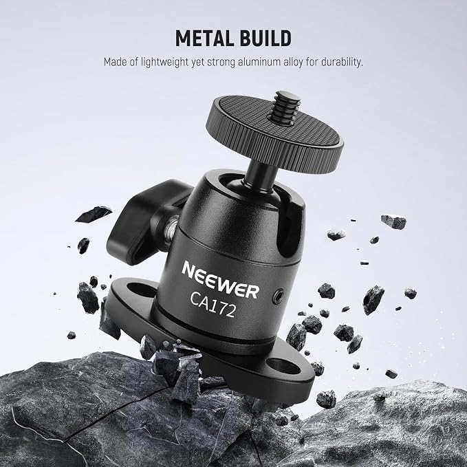 NEEWER Webcam Wall Ceiling Mount Bracket, Aluminum Alloy Mini Ball Head & 1/4" - Image 5