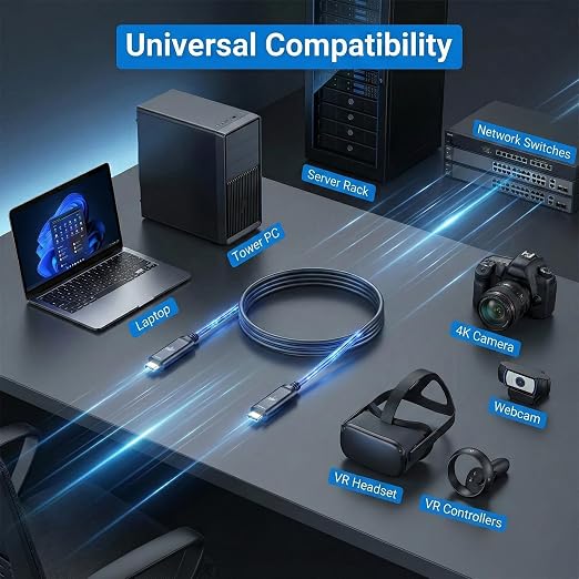 Fiber Optic USB A to USB C Cable 50ft, 10Gbps Active Optical Long-Distance - Image 7
