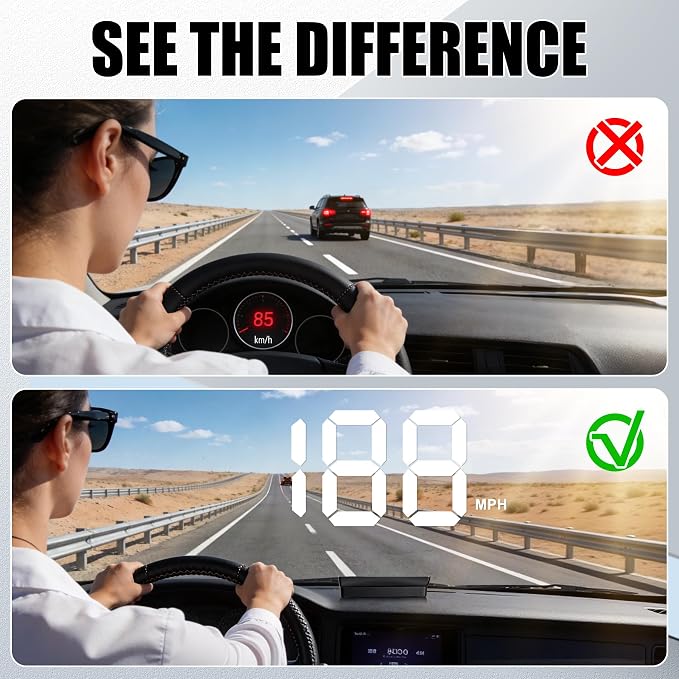 SINGARO Heads up Display for Cars, USB Plug Digital GPS HUD Speedometer - Image 6