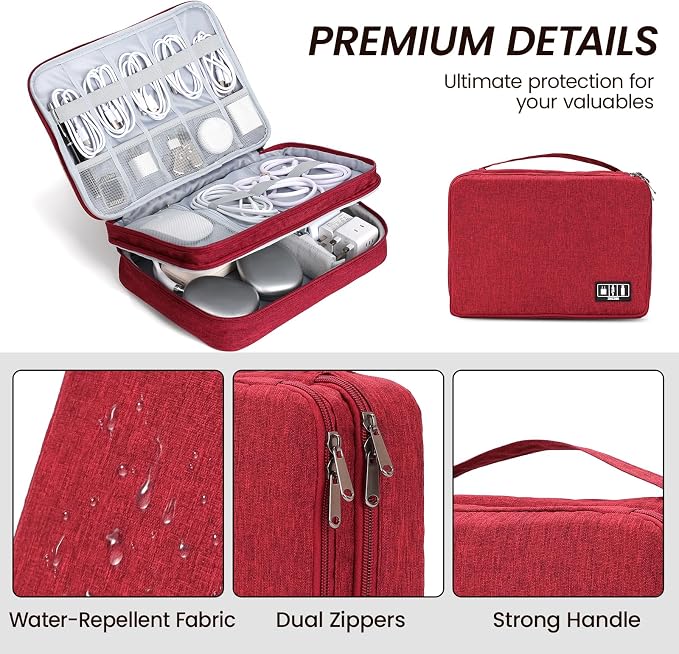 Large Electronic Organizer Travel Case, Double Layer Tech Accessories Bag - Image 3