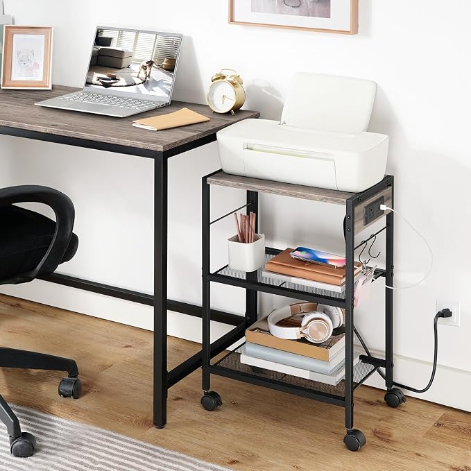 HOOBRO Industrial Printer Stand, 3-Tier Mobile Printer Table, Rolling Cart - Image 2