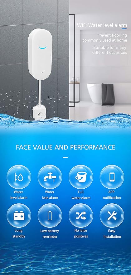 WiFi Water Sensor, Smart Water Leak Detector, Tuya APP Free Remote Monitoring - Image 4