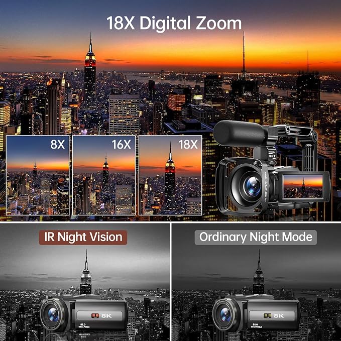 8K Video Camera Camcorder 88MP UHD WiFi Vlogging Cameras - Image 3