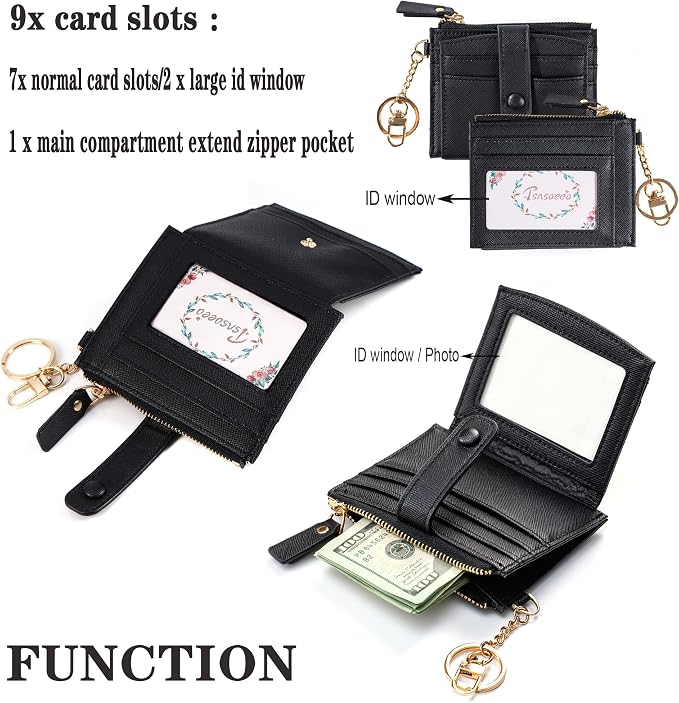 Keychain Wallet Wristlet Small Credit Card Holder Bracelet Key Chain Purse - Image 3