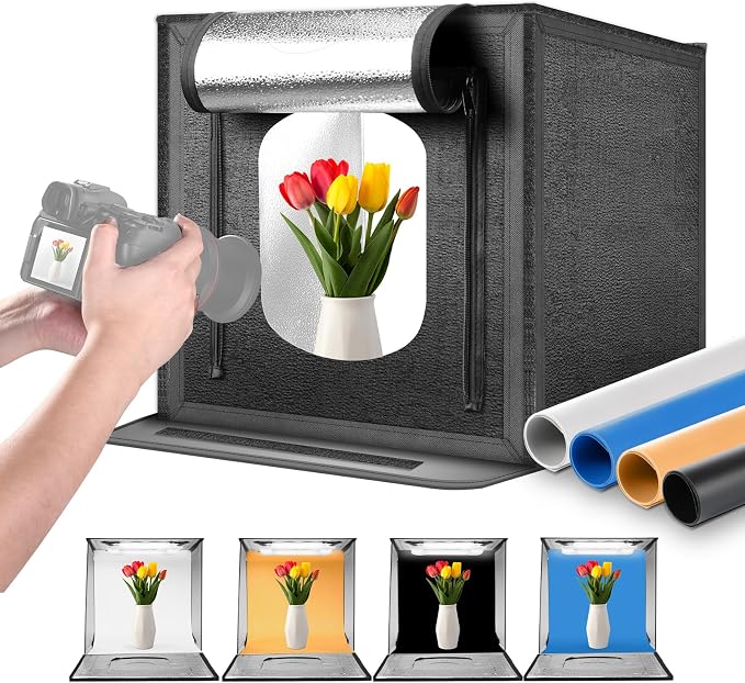 NEEWER 50W Upgraded Photo Studio Light Box, 4 Backdrops, 5600K 160 LEDs by Neewer