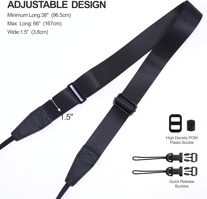Padwa Lifestyle Black Adjustable Camera Strap - Image 6