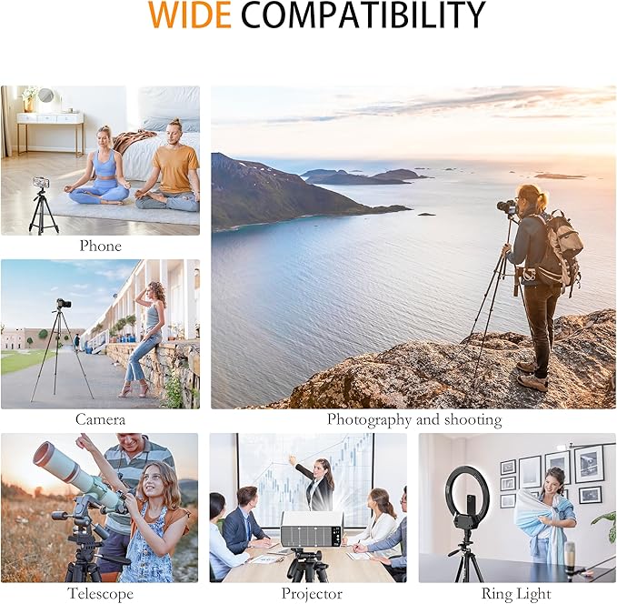 71″ Camera Tripod Aluminum Tall Tripod Stand Compatible - Image 2