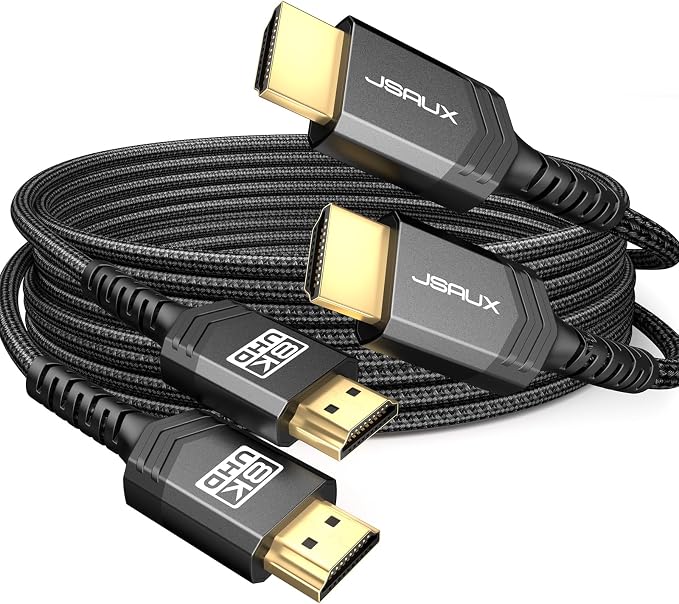 JSAUX 10K Short HDMI Cable 3.3FT 2-Pack 2.1 48Gbps 8K&4K Ultra High Speed Cords by JSAUX