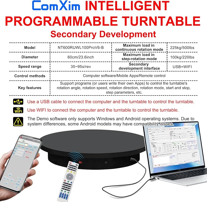 Programmable Large Motorized Electric Turntable Command-Controlled Rotating - Image 2