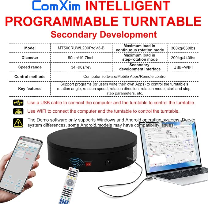 19.7In Large Programmable Motorized Electric Turntable Command-Controlled - Image 2