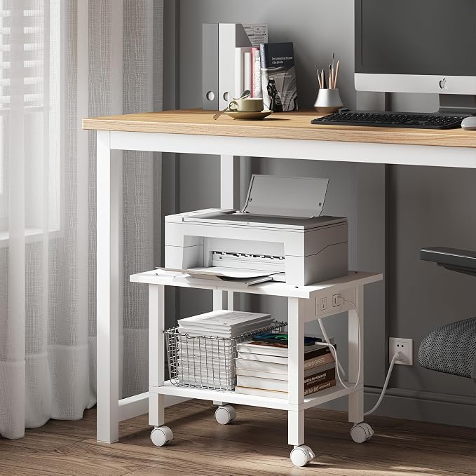TUTOTAK 2 Tier Printer Stand, Rolling Printer Cart - Image 5