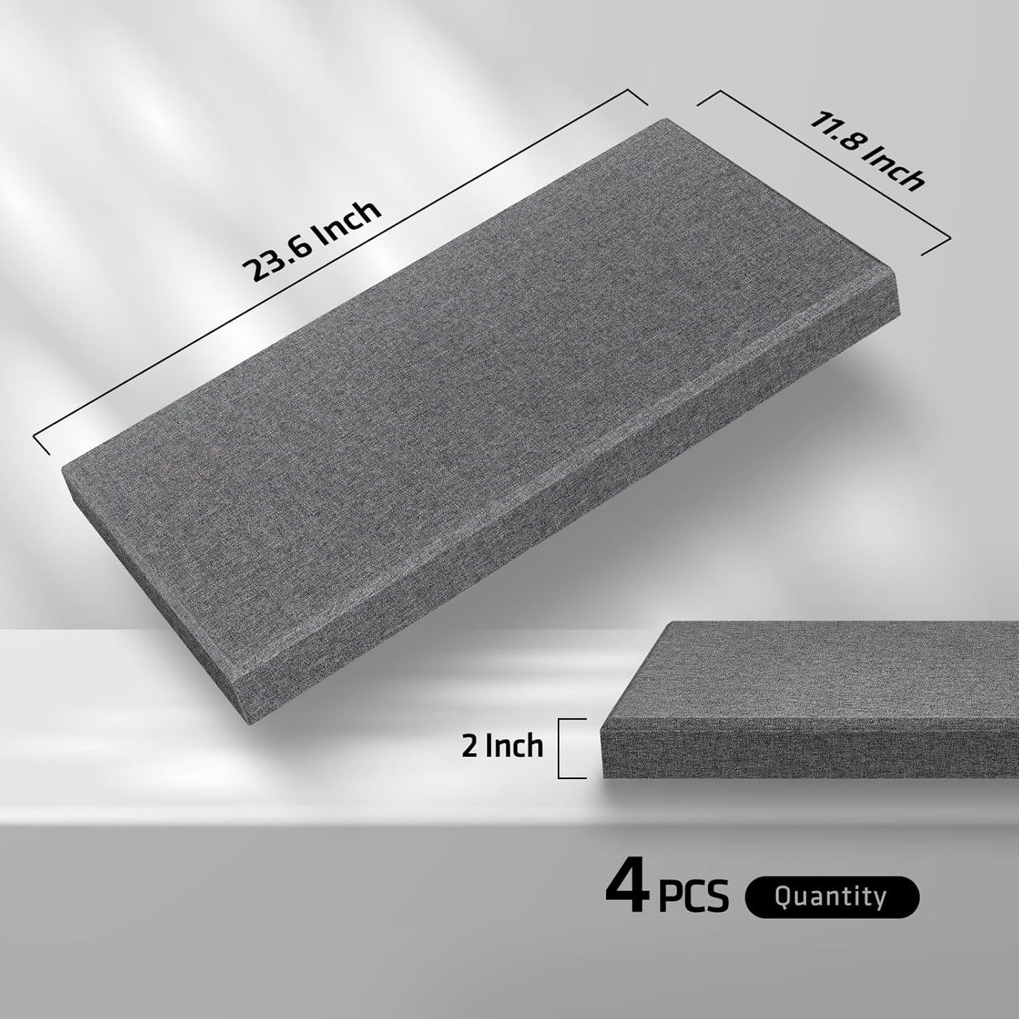 UMIACOUSTICS 4 PCS Fiberglass Acoustic Panels, 2“ Thick 23.6" x 11.8" Sound Absorbing Panels , Heather