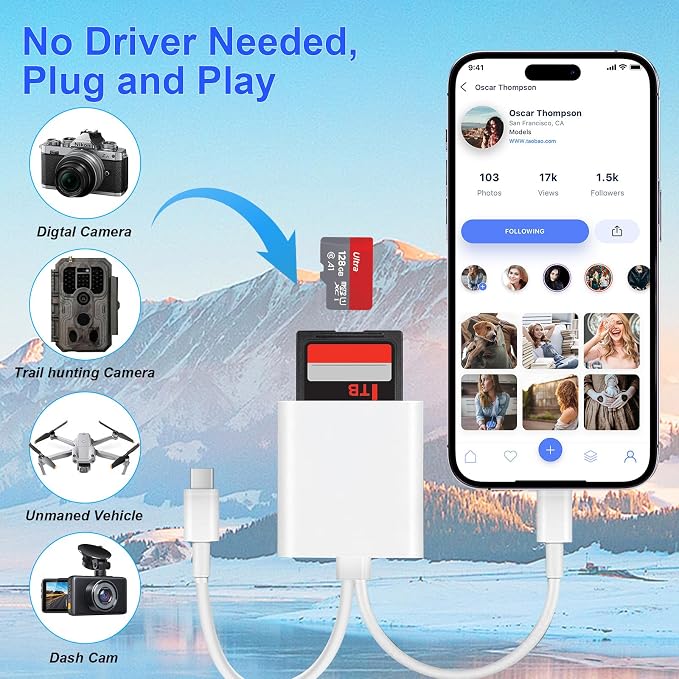 SD Card Reader for iPhone iPad, USB C & Lightning Dual Interface Memory Card - Image 5