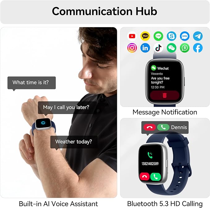 Smart Watch with Alexa Built-in, 1.83" HD Touchscreen Fitness Tracker with - Image 3