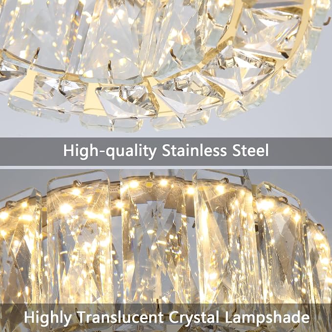 HAIXIANG Modern Crystal Chandelier Dimmable LED 8 Inch Ring Pendant Lights - Image 7
