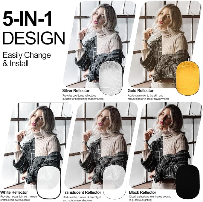 EMART 24'' x 36'' 5 in 1 Photo Collapsible Photography Reflector - Image 2