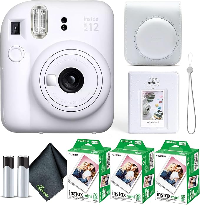 Fujifilm Instax Mini 12 Instant Camera Clay White Bundle by FUJIFILM