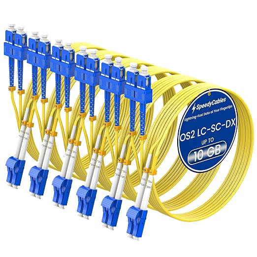 SpeedyCables- 2M-6Pack OS2 LC to SC Single Mode Fiber Patch Cable, 1G/10G by SpeedyCables