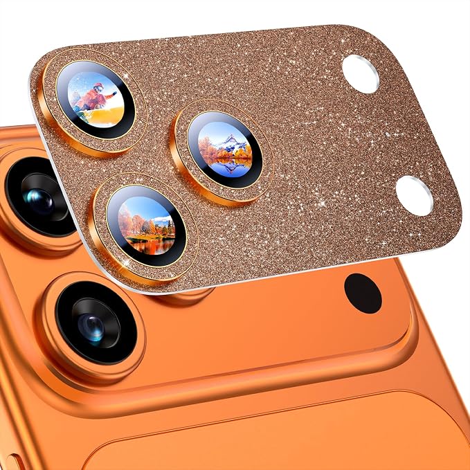 Uyiton for iPhone 17-Pro Camera-Lens Protector: Bling Metal Tempered Glass Rear by Uyiton