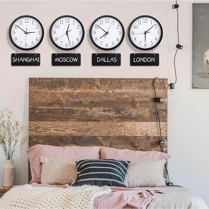 Silent Wall Clocks with Chalkboards and Marker, Battery Operated Round Multi - Image 2