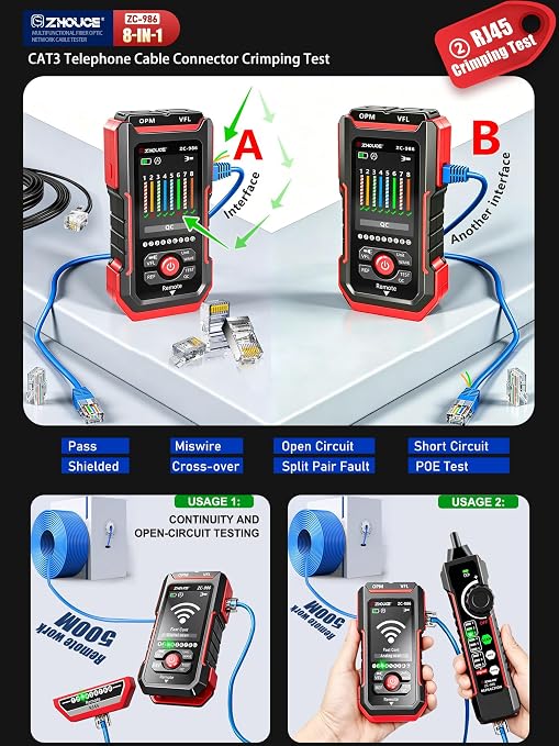 Network Cable Tester with Optical Power Meter, Ethernet Cable Tester Test - Image 4