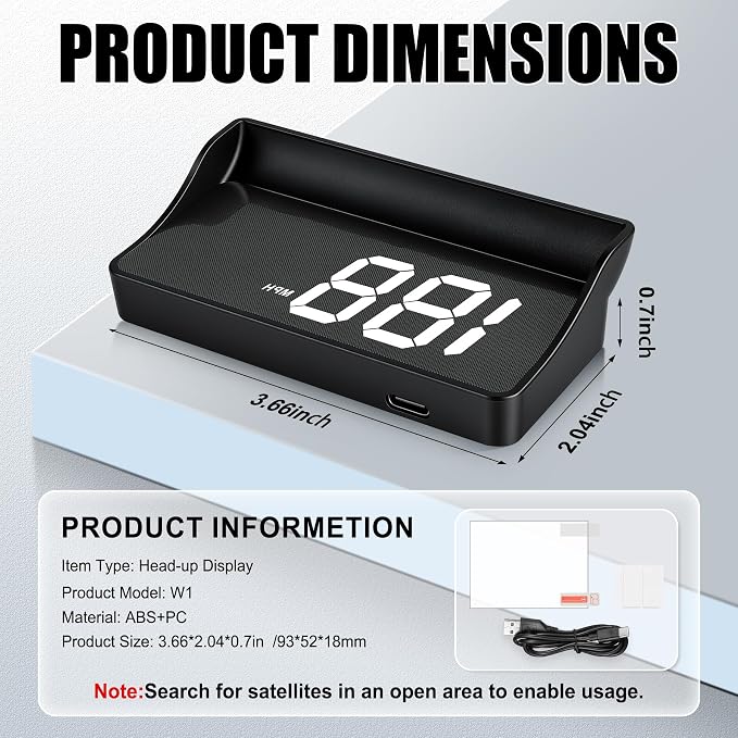 SINGARO Heads up Display for Cars, USB Plug Digital GPS HUD Speedometer - Image 2