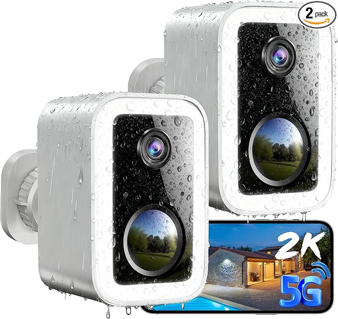 【2 Pack】Security Cameras Wireless Outdoor, No Subscription Outdoor Cameras by vebiliki