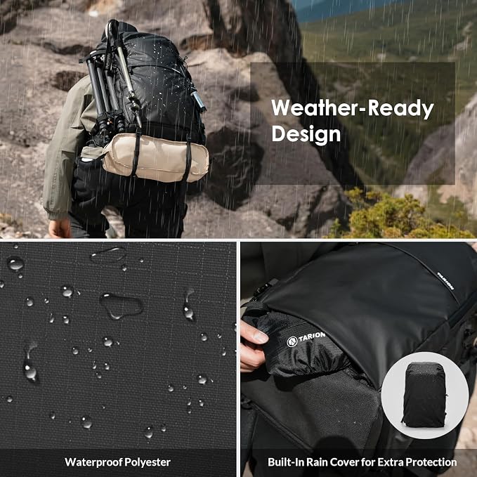 TARION Large Camera Backpack for Photographers - 35L Expandable DSLR Waterproof - Image 8