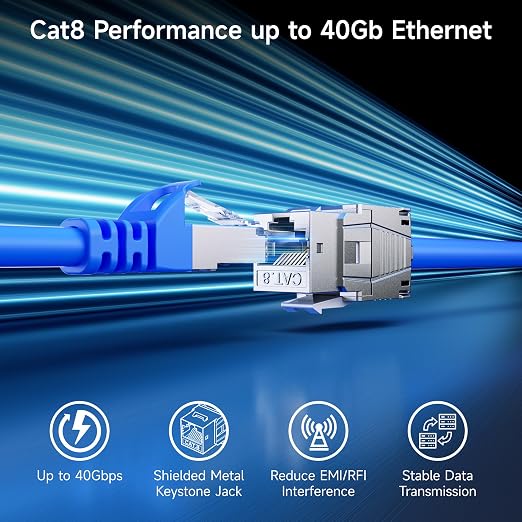 Cable Matters 5-Pack 40Gbps Shielded RJ45 Cat 8, Cat8 Keystone Jack - Image 2
