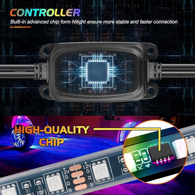 Nilight 4PCS 17.5inch LED Wheel Ring Lights RGB - Image 2