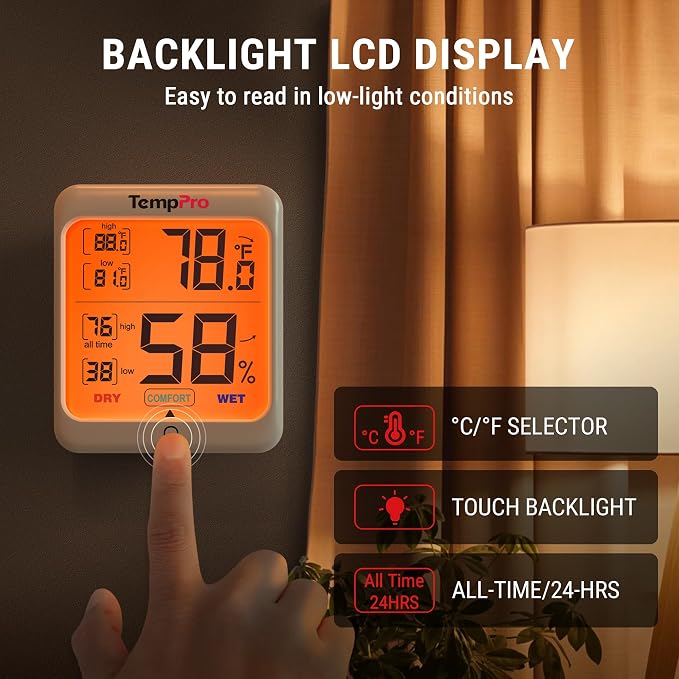 TempPro TP53 2 Pack Digital Hygrometer Indoor Thermometer - Image 4