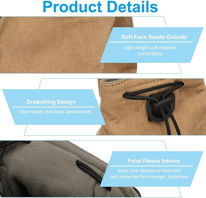 PATIKIL Camera Lens Pouch, L Size Drawstring Lens Case Flannel Camera Lens - Image 3