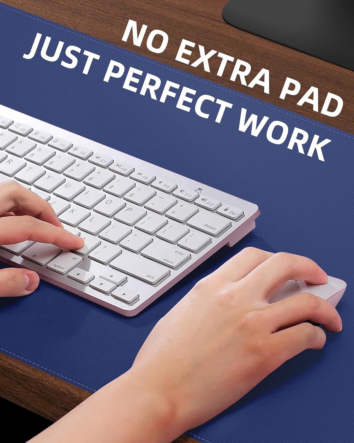 Extra Large Desk Pad Mat - Waterproof Mouse Pad & Desk Protector, Non-Slip XXL PU Leather Gaming Mat for Keyboard/Mouse, Stitched Edge with Ergonomic Support, 47.2"x23.6" (Blue)