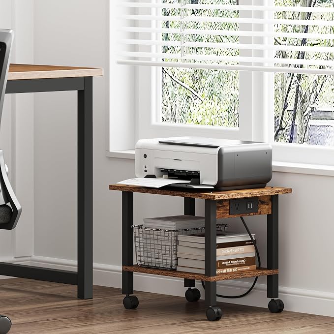 TUTOTAK 2 Tier Printer Stand, Rolling Printer Cart - Image 4