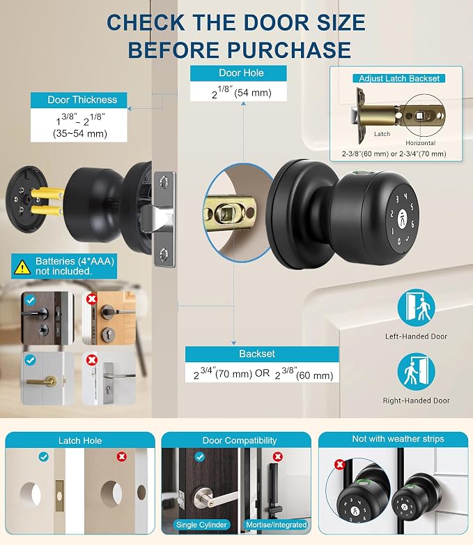 Fingerprint Door Lock, Smart Fingerprint Door Knob - Image 5